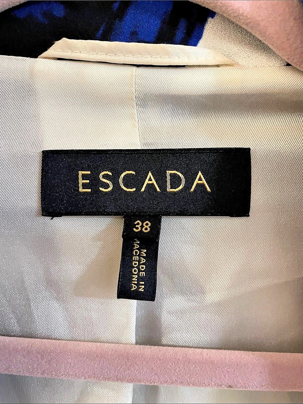 Escada Abstract Print Blazer Electric Blue & White Size Medium - Picture 2 of 12